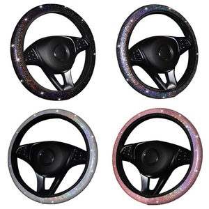 Cubierta de cristal antideslizante para <span class=keywords><strong>volante</strong></span> de mujer, accesorios decorativos brillantes de cuero PU con diamantes de imitación - Product Image 6