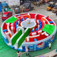 Usine gonflable Combo trampoline rond labyrinthe château gonflable maison de rebond jeu de parcours d'obstacles aire de jeux pour événement de location