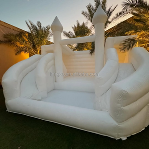 Château gonflable de luxe blanc 3 en 1 avec toboggan et piscine <span class=keywords><strong>à</strong></span> balles pour enfants - Product Image 3