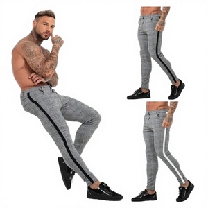 Nuevos Pantalones de Moda Europea para Hombre, Estilo Urbano con Rayas Laterales, Bolsillos Exteriores con Cremallera, Casuales, Ajustados, Ecológicos, Transpirables, de Largo Medio, Tipo Lápiz - Product Image 2
