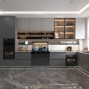 Trung Quốc Nhà máy nóng bán khoa học và công nghệ Cổ Điển Retro hiện đại màu đen trắng xám toàn bộ thiết kế tổng thể Đề án tủ bếp - Product Image 3