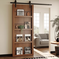 Paravent en bois massif sur mesure, cloison de style farmhouse avec porte coulissante, étagère de rangement autoportante pour la maison, le bureau ou l'hôtel