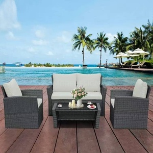 Canapé d'extérieur en <span class=keywords><strong>rotin</strong></span> tressé pour jardin, parc, hôtel, <span class=keywords><strong>salon</strong></span>, avec coussins imperméables – Excellent rapport qualité-prix - Product Image 1