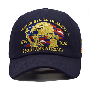 DF <b>Navy</b> Blue 250th Anniversary <b>Baseball</b> <b>Cap</b> 3D Print Embroidered Cotton Hat Adjustable Sun Protection Wholesale - Product Image 1