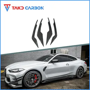 TAKD Carbon Dry Carbon Fiber 3K Twill Glossy Finish G80 G82 Carbon Front Bumper Canards For BMW M3 G80 M4 G82 2021-2023