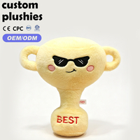 Porte-clés en peluche Champion NO.1, doux et moelleux, prix bas, trophée jaune, troisième place, breloque de sac en peluche pour récompense étudiante