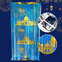 Rideau de fond en franges métalliques personnalisées en forme de château de lune pour la décoration murale de fête de l'Aïd Ramadan Moubarak