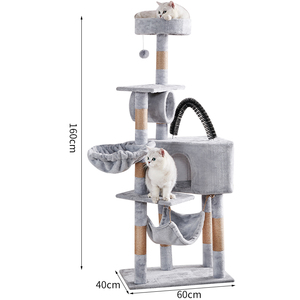 Menara pohon pendakian kucing rumah tangga dan tiang penggaruk dilengkapi dengan sikat dan rumah kucing - Product Image 3