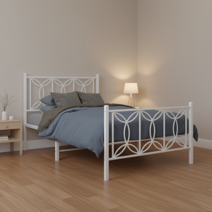 Base de Cama Moderna Rectangular de Acero Blanco, 39 x 79 Pulgadas, Camas Metálicas, Muebles de Dormitorio - Product Image 2