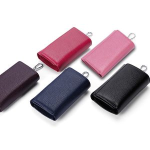 พวงกุญแจหนังวัวแท้คุณภาพสูงแบบขายส่ง พร้อมโลโก้สั่งทำได้  กระเป๋าใส่กุญแจอเนกประสงค์สำหรับทุกเพศ พร้อมช่องใส่เหรียญและห่วงคล้องกุญแจ - Product Image 2