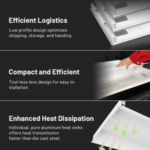 인테리어 60x60 60x120 매입형 천장 전력 선택 가능 사각형 눈부심 방지 케이드 백라이트 조명 LED 패널 트로퍼 라이트 - Product Image 5