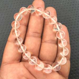 Beautiful Colorless Crystal Smooth Round Beads Handmade 6" Long <b>Bracelet</b> Wholesale Natural Clear Quartz Gemstone - Product Image 3