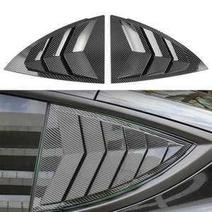 Tesla Model Y Side <b>Window</b> <b>Shade</b> Glossy Black Carbon Texture 14.4 In PVC Sunshade for Rear Quarter <b>Window</b> - Product Image 5