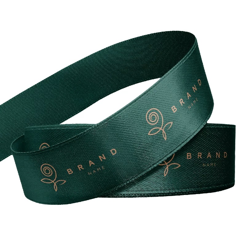 Тисненая серебряная фольга печатная Grosgrain лента с пользовательским логотипом подарочная лента