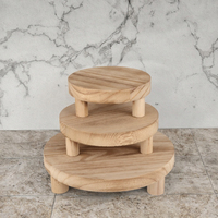 Lot de 3 Socles Ronds Autoportants en Bois Massif Poli, Écologiques, Style Ferme, pour Présentoir et Organisation Domestique