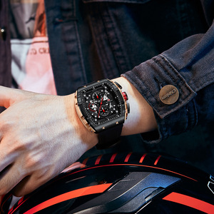 <span class=keywords><strong>MINI</strong></span> <span class=keywords><strong>FOCUS</strong></span> 0399G <span class=keywords><strong>Reloj</strong></span> de cuarzo para hombre Creativo Único al aire libre Deportes Cronógrafo Fecha Correa de silicona Forma de barril Relojes masculinos - Product Image 4