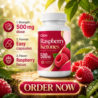 VitaHall Vente en gros de capsules de cétone de framboise à libération rapide 500 mg, étiquette privée, emballage personnalisé, complément alimentaire pour la perte de poids