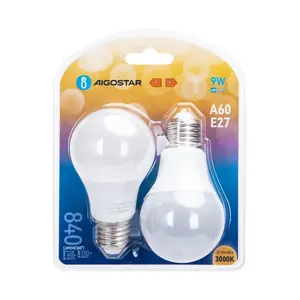 Lampadina LED A60 E27 9W, confezione da 2, a risparmio energetico, lunga durata, ideale per illuminazione generale e ambientale in case e... - Product Image 2