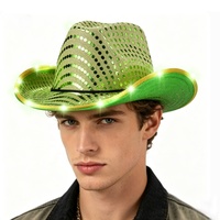 Cappello da Cowboy Personalizzato con Paillettes Verdi, Accessorio per Costume da Festa di Compleanno o Addio al Nubilato
