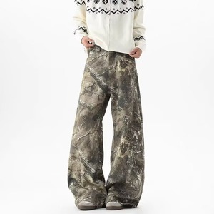 Vente en gros transfrontalière, style rétro américain, léger, camouflage à motifs de branches, broderie de lettres unisexe, coupe droite ample, bas de gamme, streetwear - Product Image 6