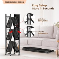 Étagère de rangement pliable à 4 niveaux avec roulettes, chariot de rangement roulant en métal pour garde-manger et cuisine