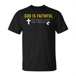 Camiseta Christian God Is Faithful, negra, unisex, talla mediana, con mensaje religioso - Product Image 2