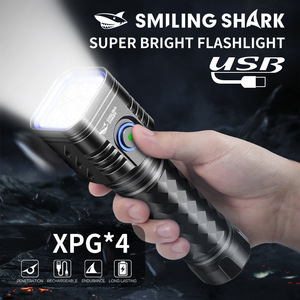 ไฟฉายฉลามยิ้มซุปเปอร์ไบรท์ XPG4 ไฟฉายกลางแจ้งแบบชาร์จไฟได้ผ่าน USB - Product Image 1