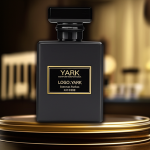 Botella de Perfume Rectangular de Vidrio de Lujo YARK de 100 ml con Pulverizador, Estampado Dorado Mate, Logotipo Impreso, Embalaje en Cartón - Product Image 1