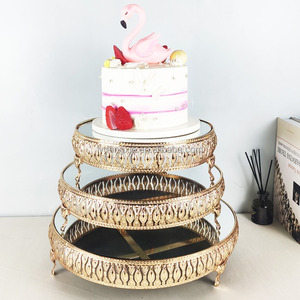 Support à gâteau doré luxueux avec perles de cristal, support à dessert polyvalent, présentoir pour table de desserts pour <span class=keywords><strong>mariage</strong></span> et fête - Product Image 3