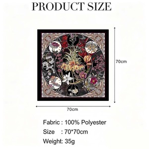 Vintage Botanical Medallion <b>Scarf</b> 70*70cm Polyester Satin <b>Square</b> Neck <b>Scarves</b> for Women Formal & Casual Styling - Product Image 6