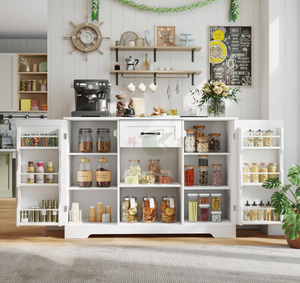 Buffet de 45 pouces avec tiroirs et portes, meuble autoportant pour bar à café, armoire de rangement pour cuisine, salle de bain, salon - Product Image 5