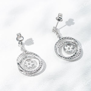 Starsgem 1.7ct 2,1mm redondo corte brillante laboratorio cultivado diamante 18K oro blanco lujo 4,8G pendientes - Product Image 4