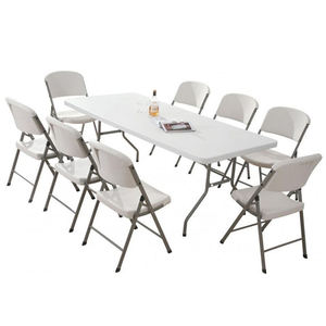 Portable Outdoor Folding Table Foldable Furniture 6ft White Plastic Round Tables And Chairs For Events Party Mesa Plegables