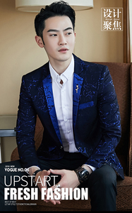 M- 3XL Jacquard <span class=keywords><strong>Blazer</strong></span> Slim Fit pour hommes Slim Masculino affaires décontracté hommes élégant <span class=keywords><strong>Blazer</strong></span> printemps automne Jacquard Blazers - Product Image 2