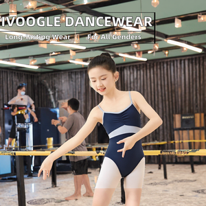Cheerleading filles Spandex sans manches contraste couleur Ballet justaucorps enfants croix sangle dos danse formation body uniforme - Product Image 2
