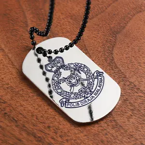 Manufacture Cheap Custom Metal Enamel Jewelry Cool Tiger Dogtags Engraving Dog Tag Pendant Necklace For Men