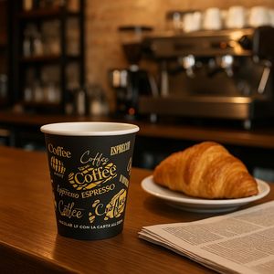 Gobelets à café en papier noir 90 ml, gobelets à expresso biodégradables avec graphismes Chicco Caff - Product Image 6
