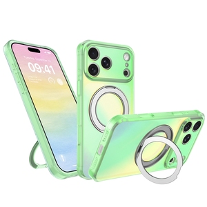 Custodia per <span class=keywords><strong>iPhone</strong></span> 18 Pro Max/17 Pro/16/15 Pro con supporto girevole a 360° effetto <span class=keywords><strong>arcobaleno</strong></span> e ricarica wireless - Product Image 3