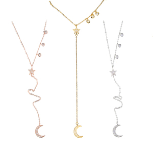 Collar de Cadena Larga con Colgante de Luna y Estrella con Micro Pavé de Circonitas de Alta Calidad <span class=keywords><strong>2026</strong></span> - Product Image 3