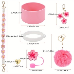 Set Aksesoris Tumbler Fashionable 40oz US RTS 12set/karton dengan Tali Pegangan Kepang, Sedotan, Gantungan Kunci, Alas Karet - Product Image 3