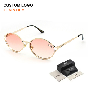 Hot Selling Luxury Brand Oval Frame Metal Sunglasses Women Men Retro High Quality Sun Glasses Custom Shades Supplier - Product Image 1