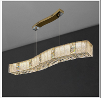 Lustre long en cristal émaillé de luxe, lampe suspendue pour salle à manger, comptoir de bar, lustre en verre moderne, villa, salon, lumière LED créative en forme de ligne