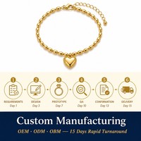 Meilleure Vente 2026 – Bracelet Personnalisé en Acier Inoxydable Plaqué Or 18K avec Maillons et Breloques Cœur Chic – Vente en Gros