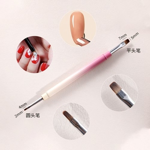 Pinceau à ongles double embout avec manche métallique bicolore, pinceau de précision pour gel, outil de manucure professionnel pour salon, marque privée - Product Image 3
