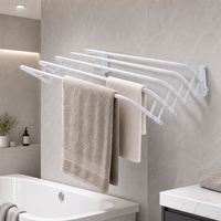 L60 Wandmontierte Metall-Wäschestange Ausziehbar und Faltbar für Badezimmer und Wohnzimmer