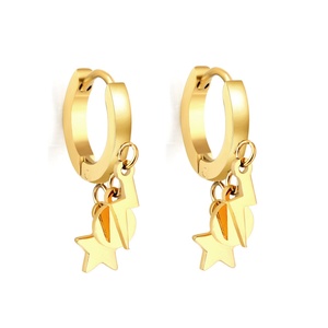 Boucles d'oreilles tendance en acier inoxydable Ason Jewellery, cercle avec étoile + rond + éclair pour femmes - Product Image 1