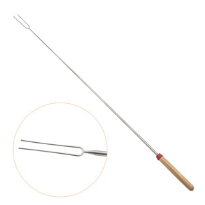 1 Gói <span class=keywords><strong>Marshmallow</strong></span> Rang Que Thép Không Gỉ Thịt Nướng Xiên Tay Cầm Bằng Gỗ BBQ Fork Tool - Product Image 6