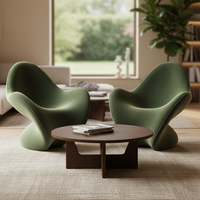 Fauteuil de loisir moderne Swan, rembourré, accent, salon, intérieur, ergonomique, confortable, tissu doux, vert olive, élégant