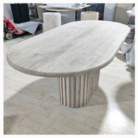 Meubles de maison personnalisés, table à manger floquées nordique, en pierre naturelle, forme ovale, moderne