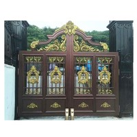 Entrée en alliage d'aluminium antivol à double porte de campagne moderne pour cour rurale bois acier verre matériel en stock